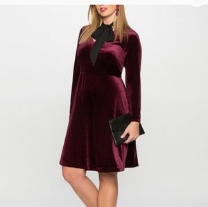 ELOQUII Fit & Flare Velvet Dress